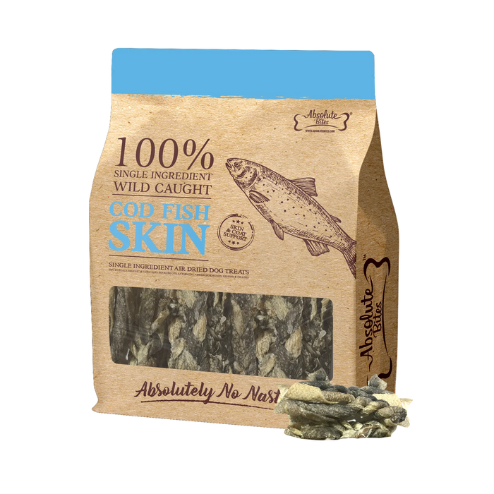 Absolute Bites Single Ingredient Cod Fish Platter Air Dried Treats for Dogs 250g