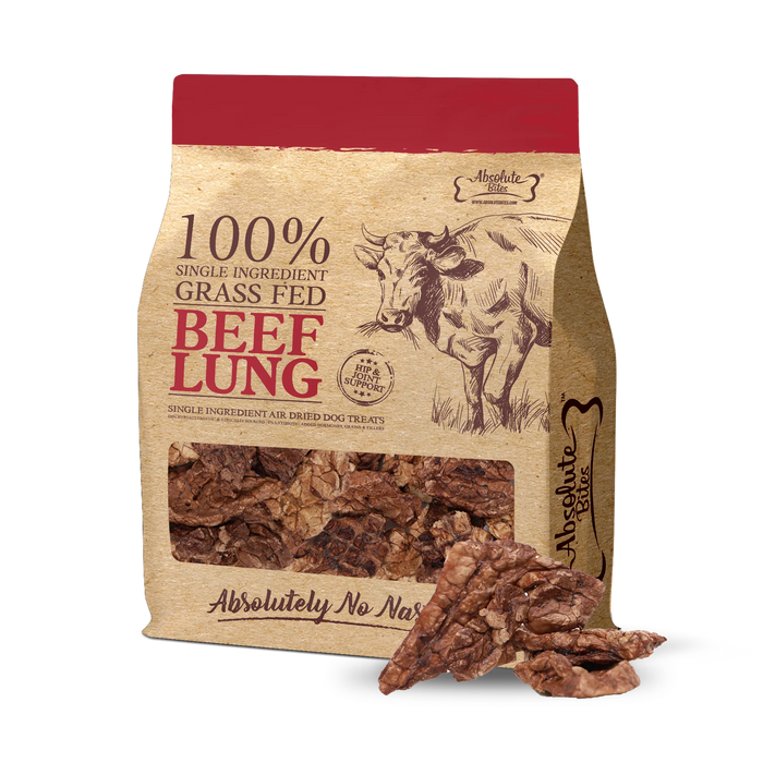 Absolute Bites Single Ingredient Beef Lung  Air Dried Treats For Dogs 130g