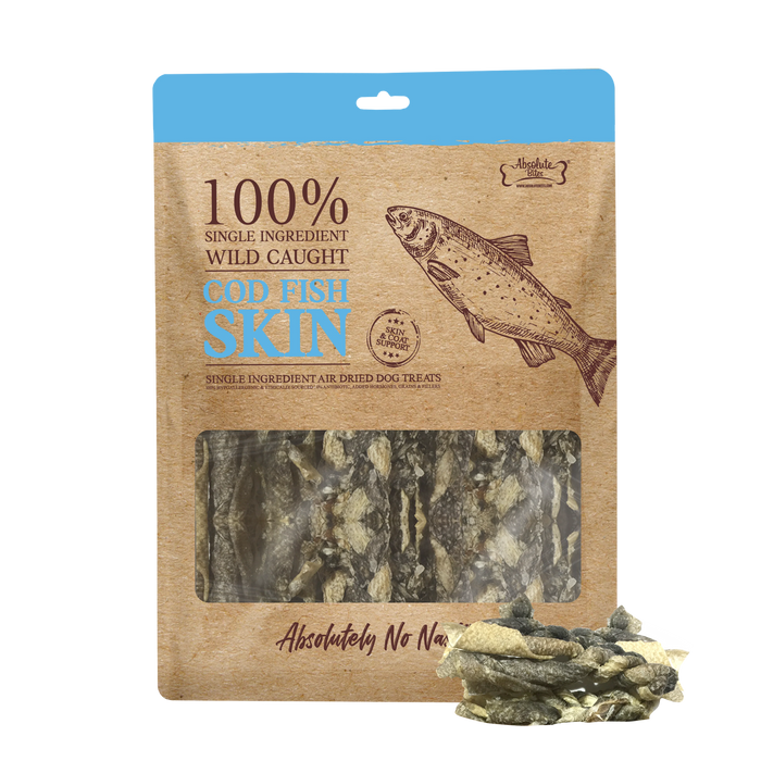 Absolute Bites Single Ingredient Cod Fish Platter Air Dried Treats for Dogs 60g