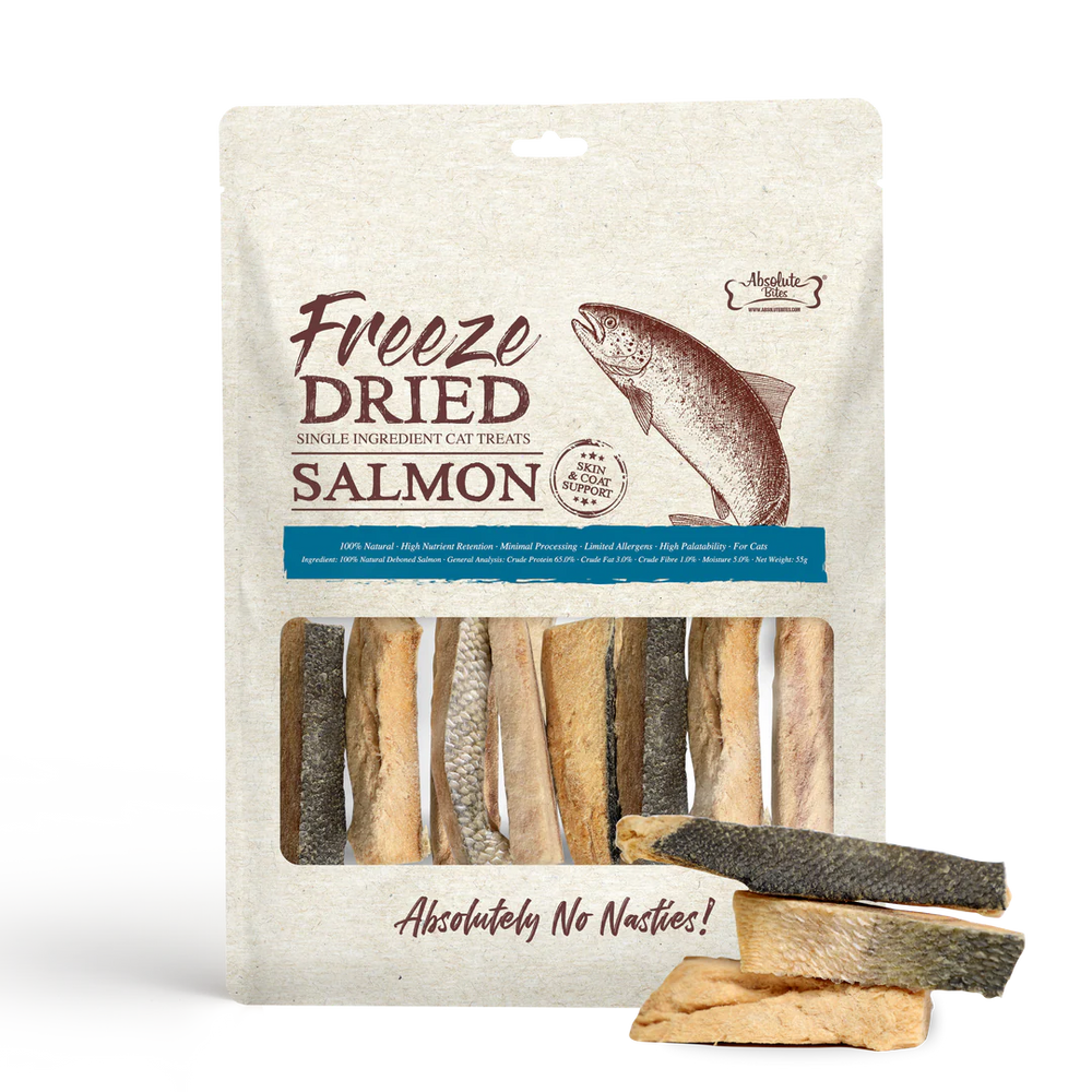 Absolute Bites Single Ingredient Salmon Freeze Dried Cat Treats 55g
