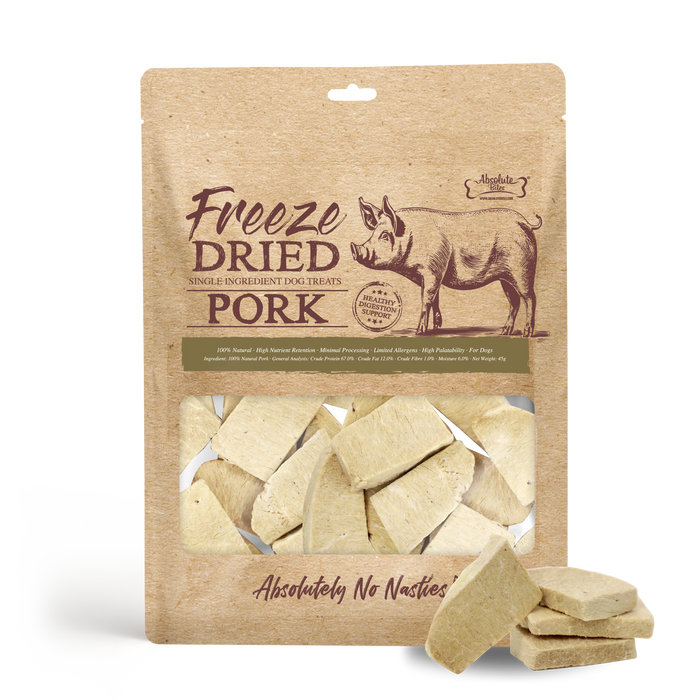 Absolute Bites Single Ingredient Pork Freeze Dried Dog Treats 45g