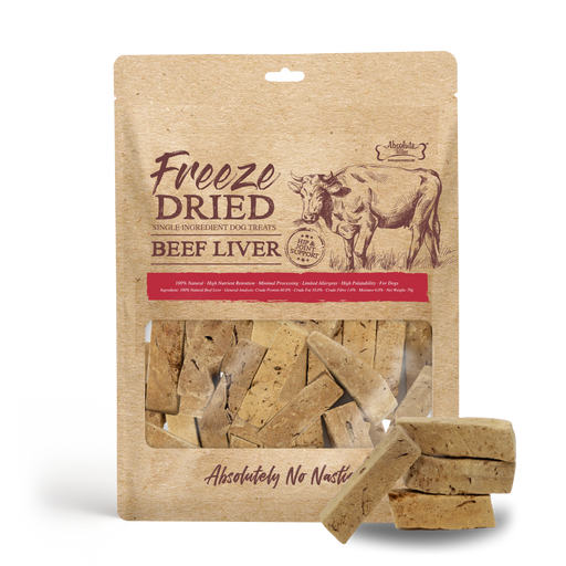 Absolute Bites Single Ingredient Beef Liver Freeze Dried Dog Treats 70g