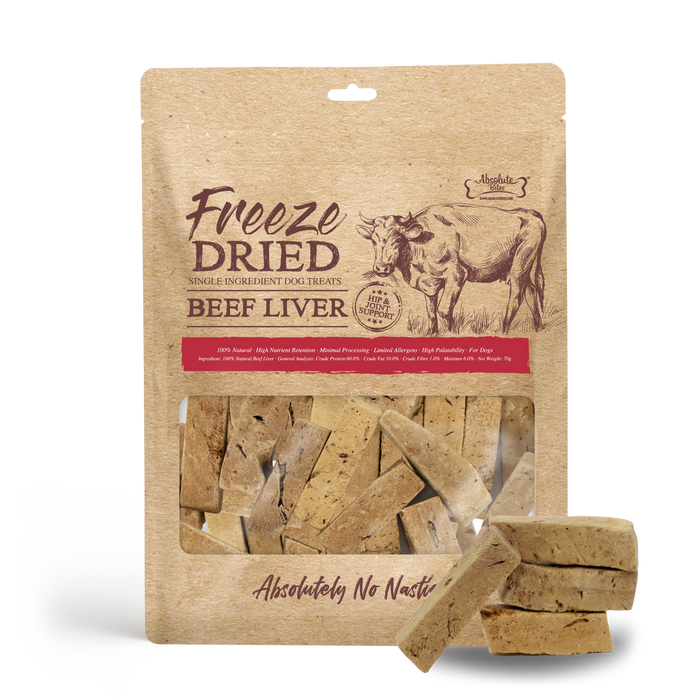 Absolute Bites Single Ingredient Beef Liver Freeze Dried Dog Treats 70g