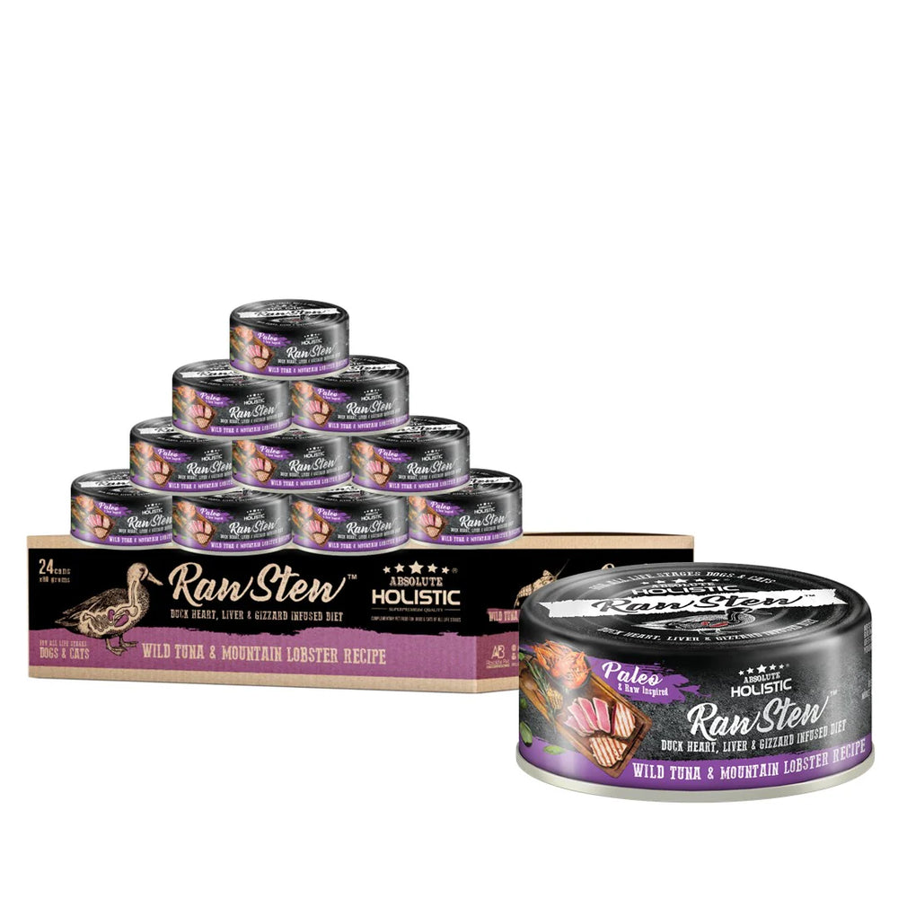 Absolute Holistic Raw Stew Tuna & Lobster Canned Food for Cats & Dogs 80g X24 | CTN OF 4