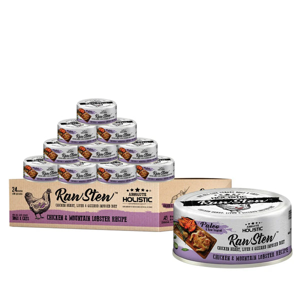 Absolute Holistic Raw Stew Chicken & Lobster Canned Food for Cats & Dogs 80g X24 | CTN OF 4