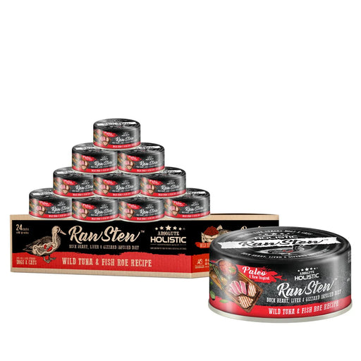 Absolute Holistic Raw Stew Tuna & Fish Roe Canned Food for Cats & Dogs 80g X24 | CTN OF 4
