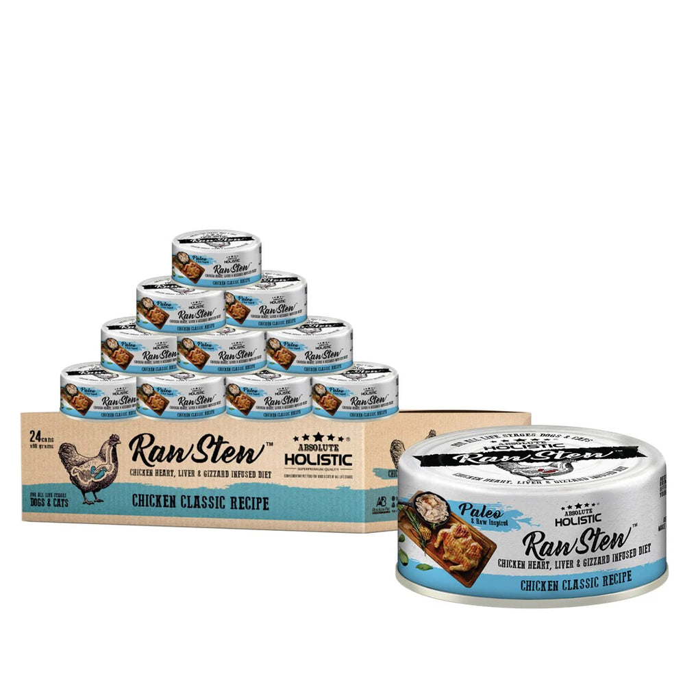 Absolute Holistic Raw Stew Chicken Classic Canned Food for Cats & Dogs 80g X24 | CTN OF 4