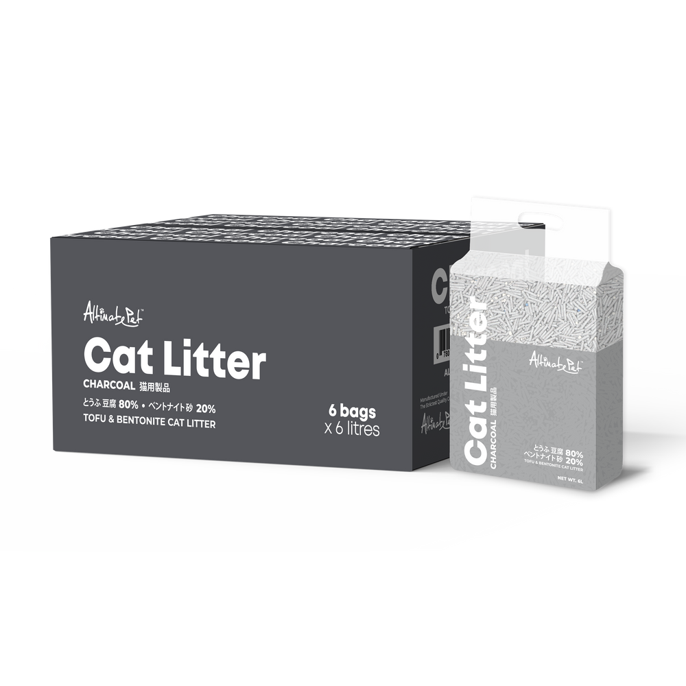 Altimate Pet Tofu & Bentonite Clumping Cat Litter CHARCOAL 6L X6