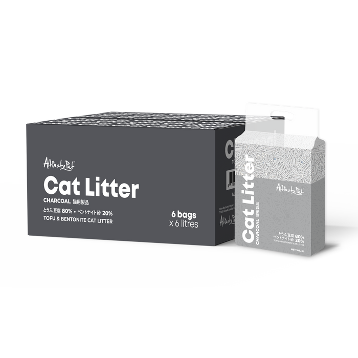 Altimate Pet Tofu & Bentonite Clumping Cat Litter CHARCOAL 6L X6