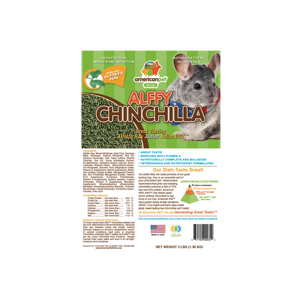 American Pet Alffy Chinchilla Pellet 3lbs