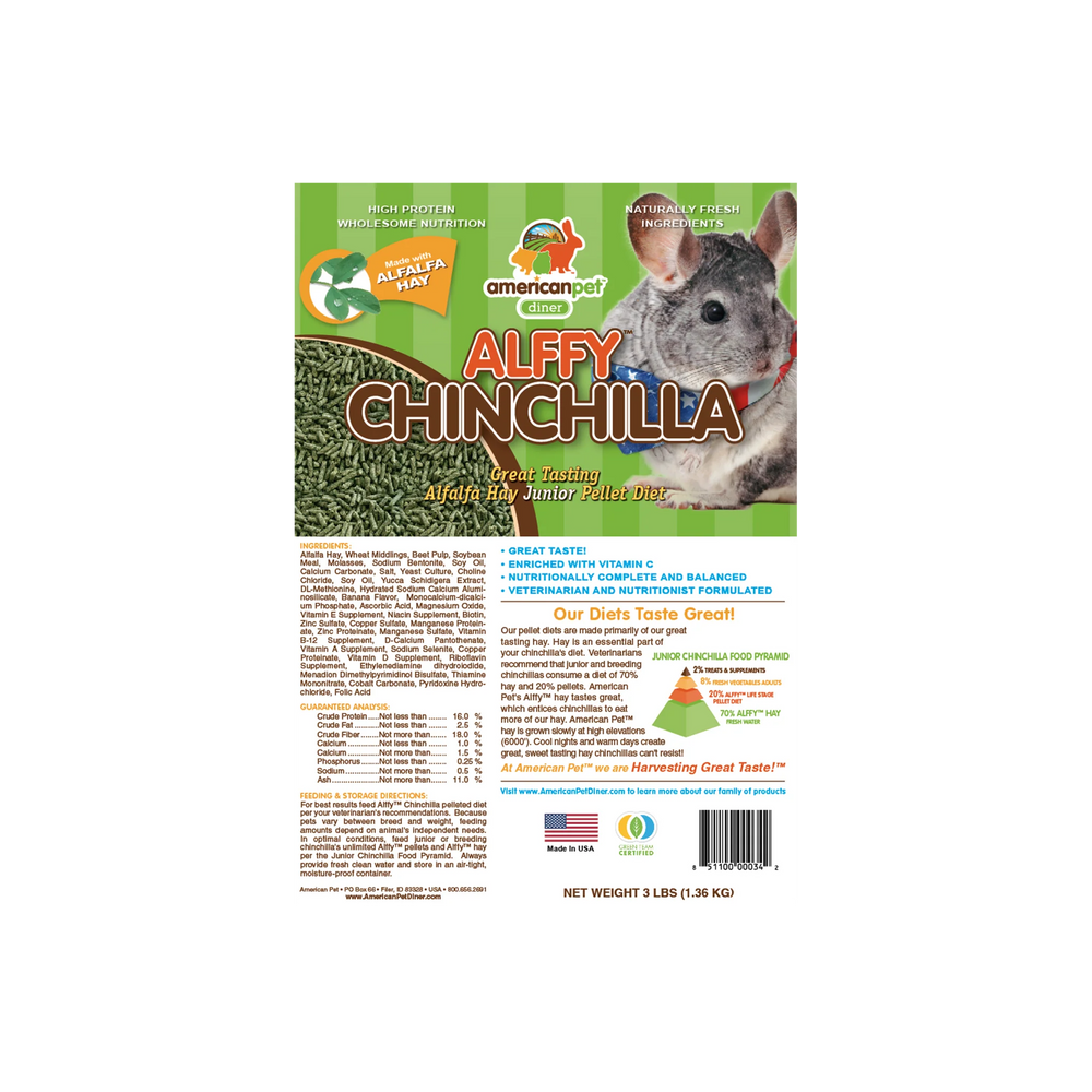 American Pet Alffy Chinchilla Pellet 3lbs