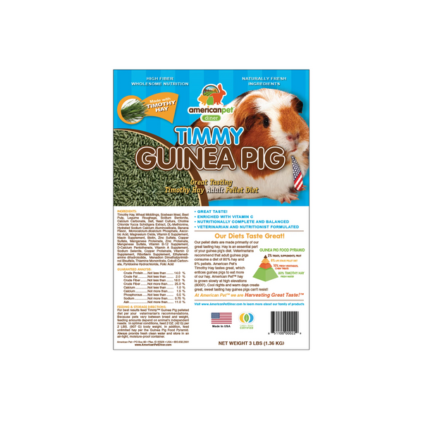 American Pet Timmy Guinea Pig Pellet 3lbs