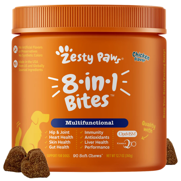 Zesty Paws 8-in-1 Multifunctional Bites Chicken Dog Supplements 90ct