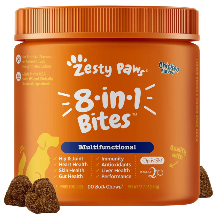 Zesty Paws 8-in-1 Multifunctional Bites Chicken Dog Supplements 90ct