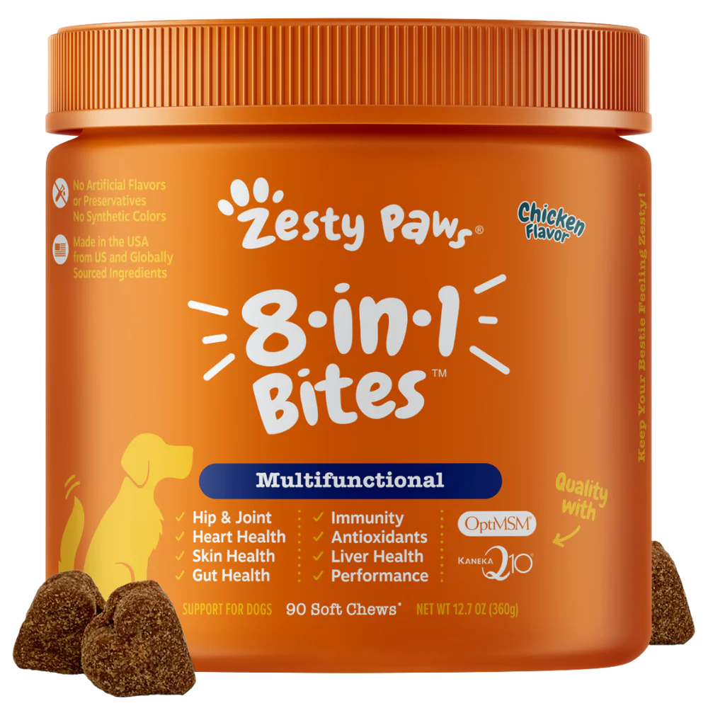 Zesty Paws 8-in-1 Multifunctional Bites Chicken Dog Supplements 90ct