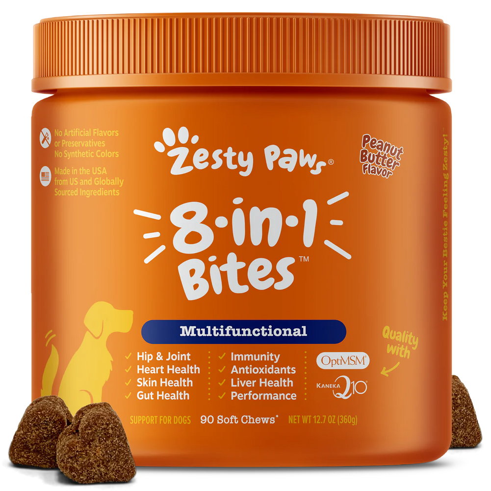 Zesty Paws 8-in-1 Multifunctional Bites Peanut Butter Dog Supplements 90ct