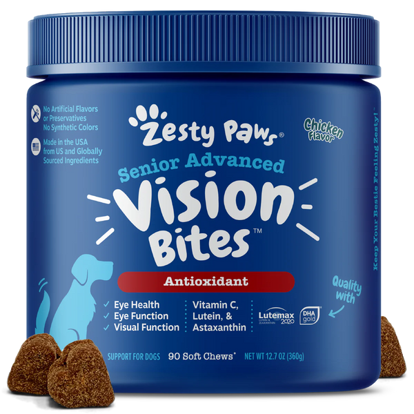 Zesty Paws Senior Advanced Vision Bites Chicken Dog Supplements 90ct
