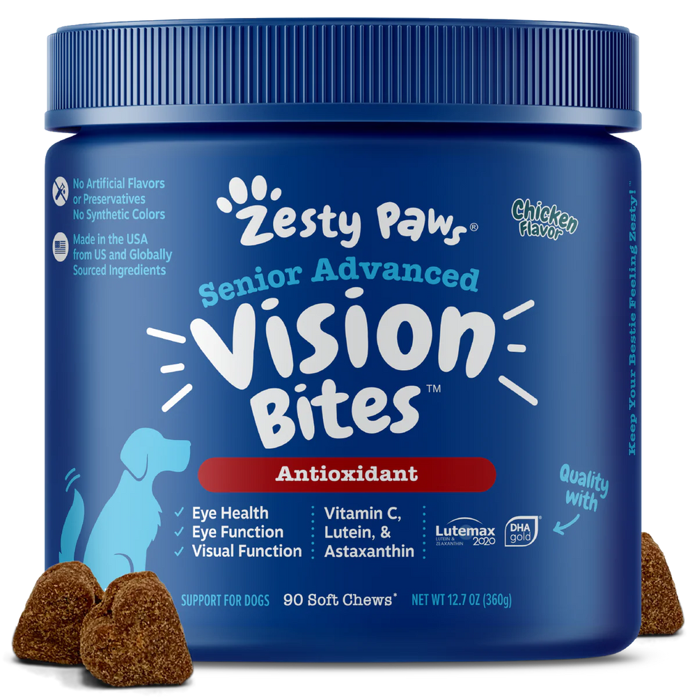 Zesty Paws Senior Advanced Vision Bites Chicken Dog Supplements 90ct