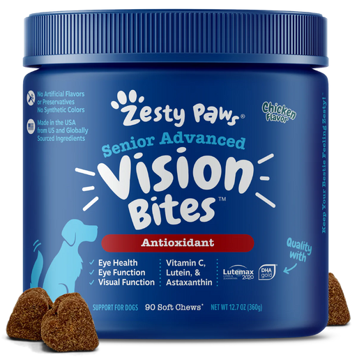 Zesty Paws Senior Advanced Vision Bites Chicken Dog Supplements 90ct