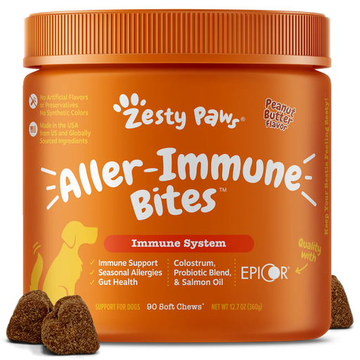 Zesty Paws Aller-Immune Bites Apple and Peanut Butter Dog Supplements  90ct