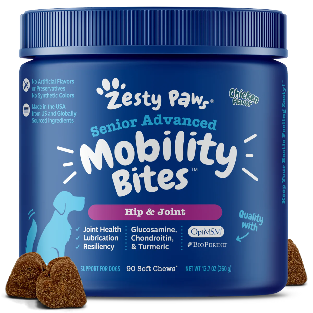 Zesty Paws Senior Advanced Mobility Bites Chicken 90ct Jar — Cats Garage