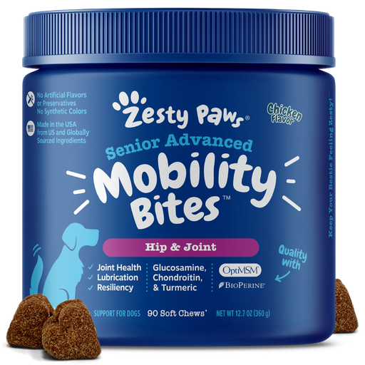 Zesty Paws Senior Advanced Mobility Bites Chicken Dog Supplements 90ct