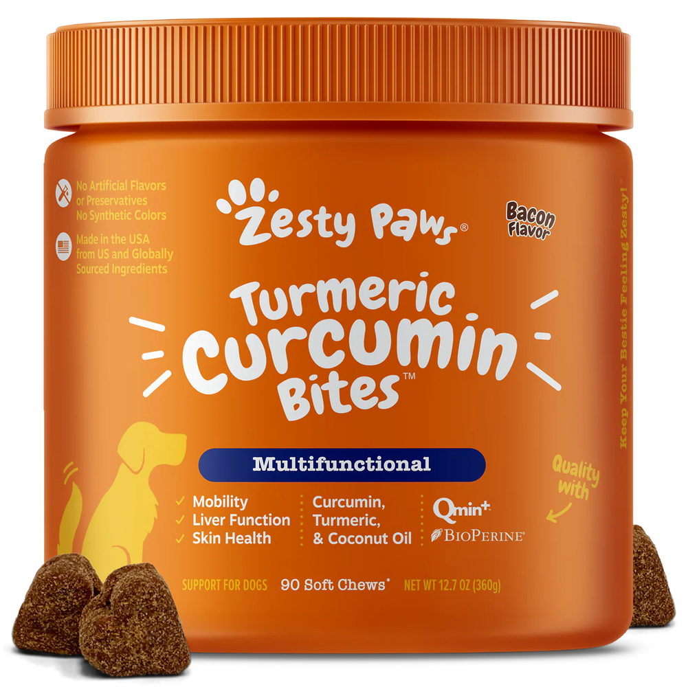 Zesty Paws Turmeric Curcumin Bites Bacon Dog Supplements 90ct