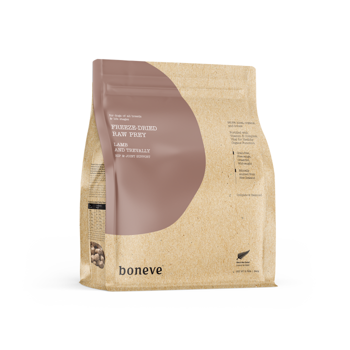 Boneve Dog Treat Freeze-Dried Raw Prey Free-Range Grass-Fed Lamb & Trevally (2 Sizes)