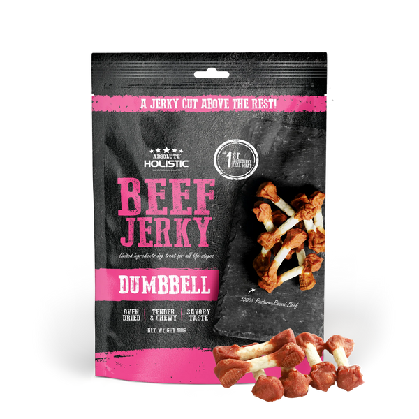 Absolute Holistic Grain Free Treats for Dog Beef Jerky Dumbbell 100g