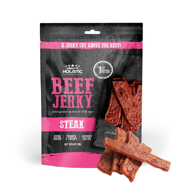 Absolute Holistic Grain Free Treats for Dog Beef Jerky Steak 100g