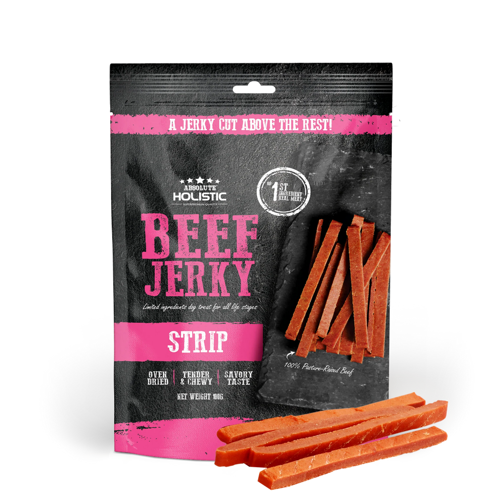 Absolute Holistic Grain Free Treats for Dog Beef Jerky Loin Strip 100g