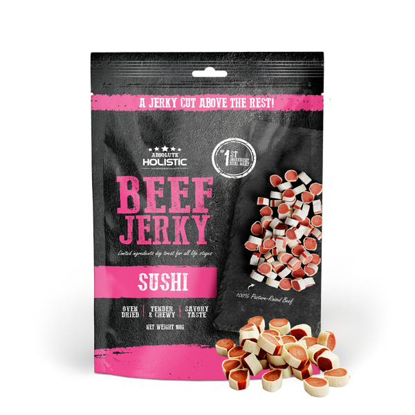 Absolute Holistic Grain Free Treats for Dog Beef Jerky Sushi 100g