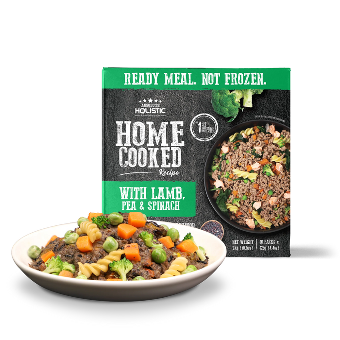 Absolute Holistic Home Cooked Style Recipe Gently Cooked Lamb, Peas & Spinach Dog Food 125g X16