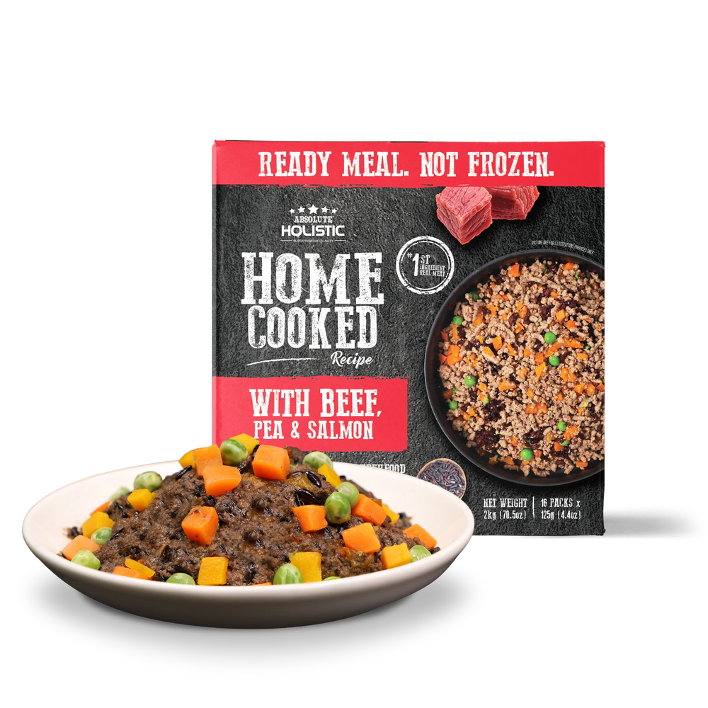 Absolute Holistic Home Cooked Style Recipe Gently Cooked Beef, Peas & Salmon Dog Food 125g X16