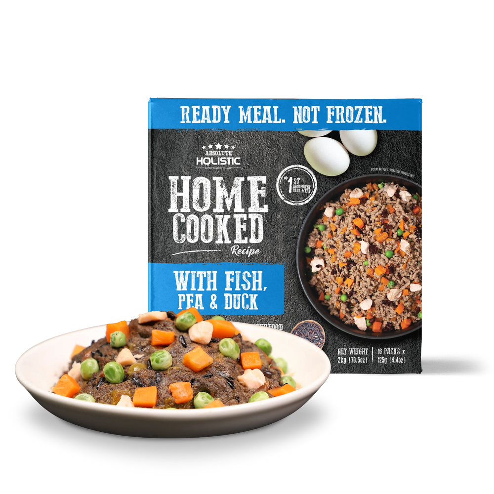 Absolute Holistic Home Cooked Style Recipe Gently Cooked Fish, Peas & Duck Dog Food 125g X16