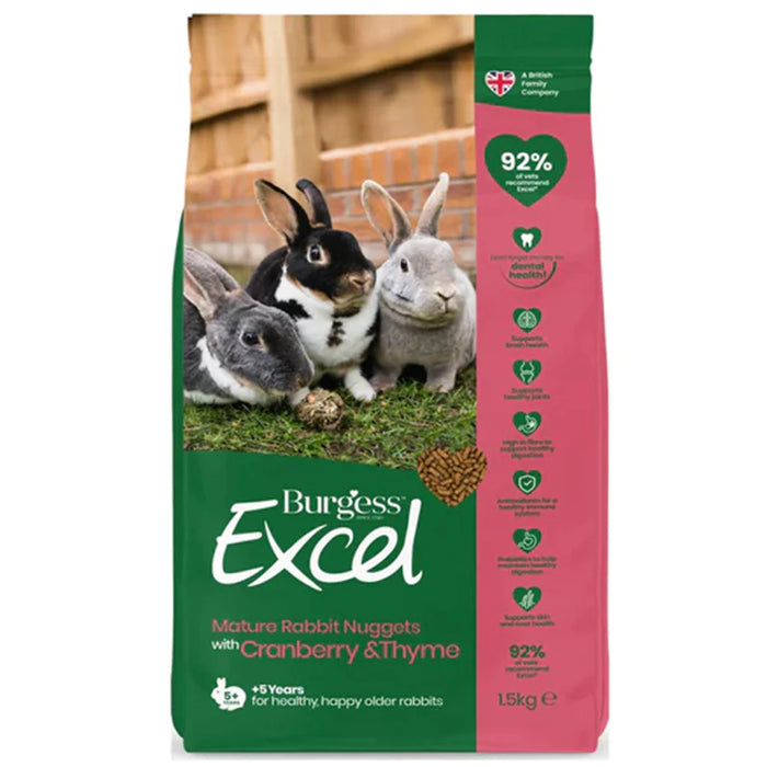 Burgess Excel Tasty Nuggets With Cranberry & Ginseng For Mature Rabbits 1.5kg