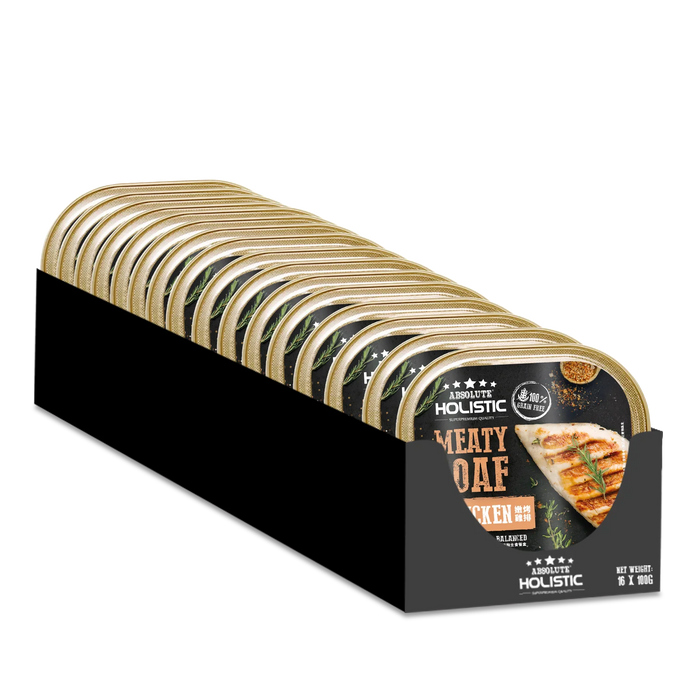 Absolute Holistic Complete & Balanced Meaty Loaf Chicken Wet Tray Food for Dog 100g X16
