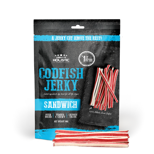 Absolute Holistic Grain Free Treats for Dog Codfish Jerky Sandwich 100g