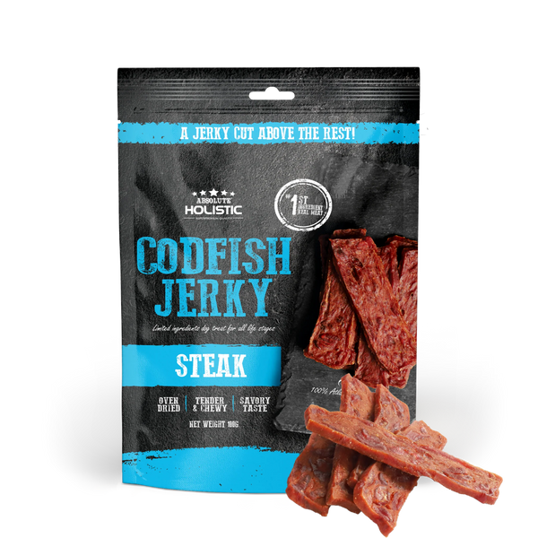 Absolute Holistic Grain Free Treats for Dog Codfish Jerky Steak 100g