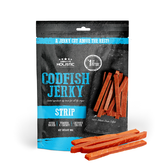 Absolute Holistic Grain Free Treats for Dog Codfish Jerky Loin Strip 100g
