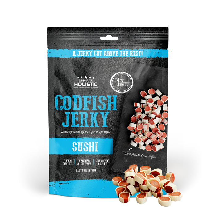 Absolute Holistic Grain Free Treats for Dog Codfish Jerky Sushi 100g