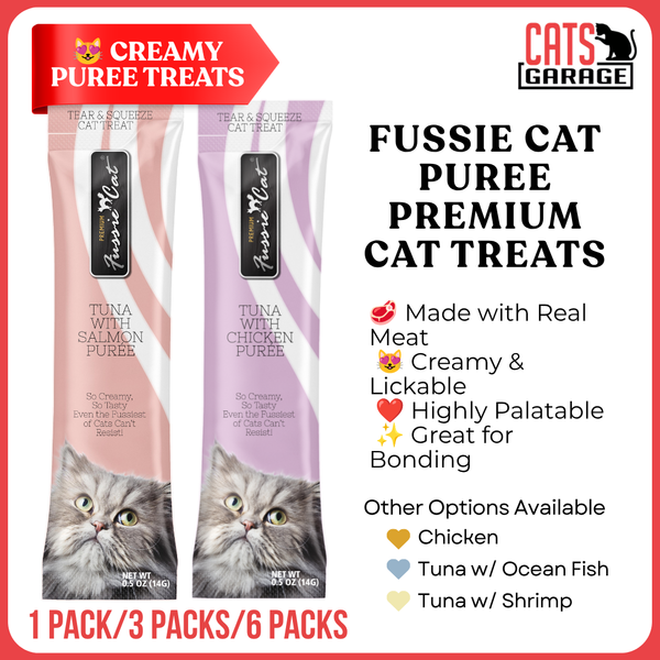 Fussie Cat Puree Premium Cat Treats BUNDLE | Creamy Lickable Cat Treat | Real Meat | High Moisture | All Life Stages