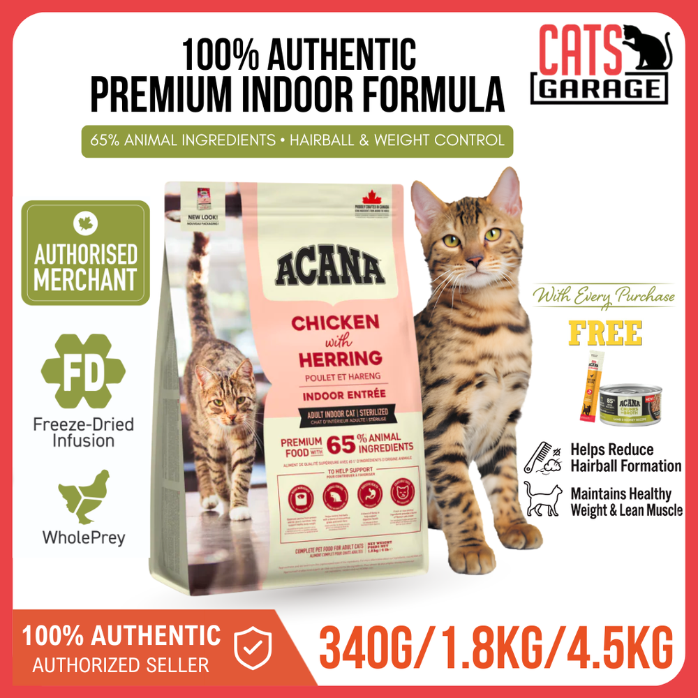 ACANA Indoor Entree Cat Food | Dry Cat Food for Indoor Cats | Hairball & Weight Control | Ready Stock | Fast Delivery