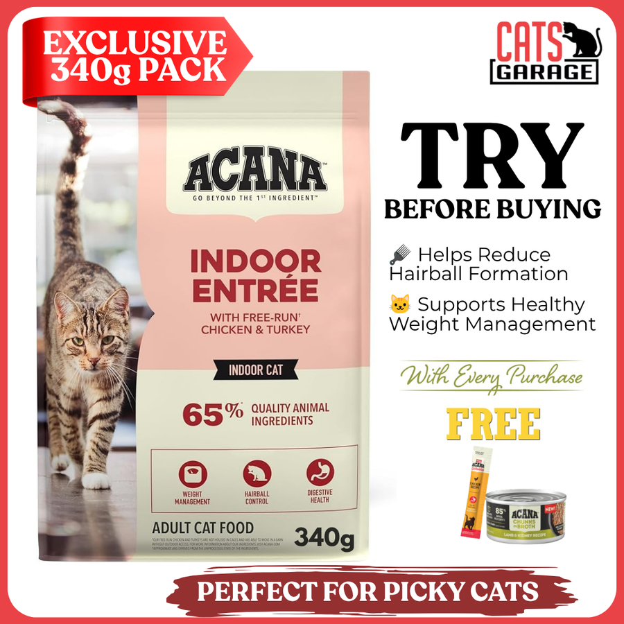 [TRIAL SIZE] ACANA Indoor Entree Cat Food 340g | Freeze-Dried Infused Grain Free Indoor Dry Cat Food Kibble Adult