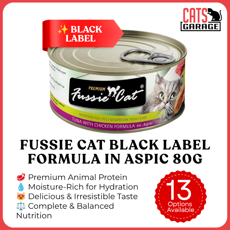 Fussie Cat BLACK LABEL Formula in Aspic 80g x 24 Cans