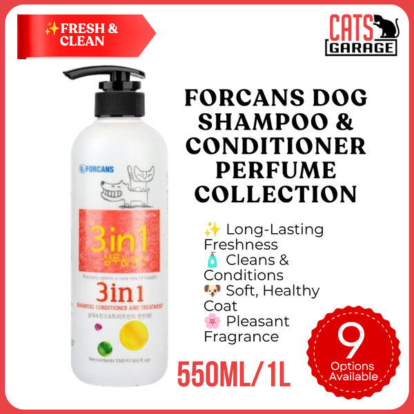 Forcans Dog Shampoo & Conditioner Perfume Collection 550mL/1L | Korean Pet Shampoo for Clean, Soft & Fresh-Smelling Coat