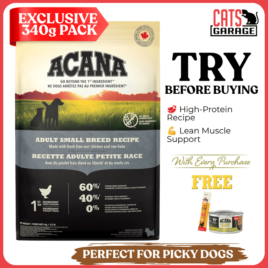 [TRIAL SIZE] ACANA Adult Small Breed Dry Dog Food 340g | Small Breed Dog Kibble Chicken Recipe High Protein Dogs