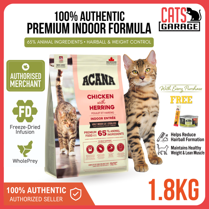 ACANA Indoor Entree Cat Food | Dry Cat Food for Indoor Cats | Hairball & Weight Control | Ready Stock | Fast Delivery
