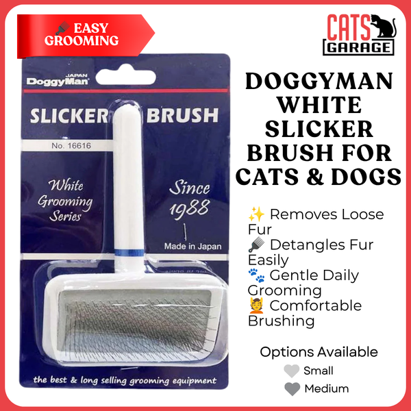 DoggyMan White Slicker Brush for Cats & Dogs | Pet Grooming Brush for Detangling, Loose Fur & Daily Coat Care