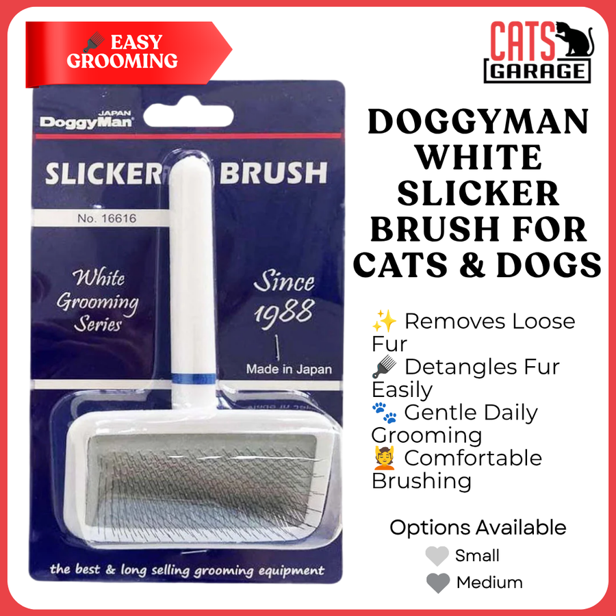 DoggyMan White Slicker Brush for Cats & Dogs | Pet Grooming Brush for Detangling, Loose Fur & Daily Coat Care